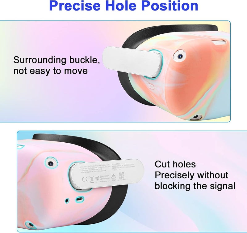 Relohas VR Accessories for Oculus Quest 2, Silicone Set for Meta Quest 2, Include Controller Grip Leather Cover, VR Shell Cover, Face Cover, Lens Cover and 10PCS Disposable Eye Cover (Macaron) - Image 4